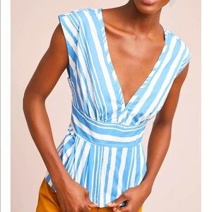 Anthropologie X Tracy Reese Catamaran Striped Peplum Top